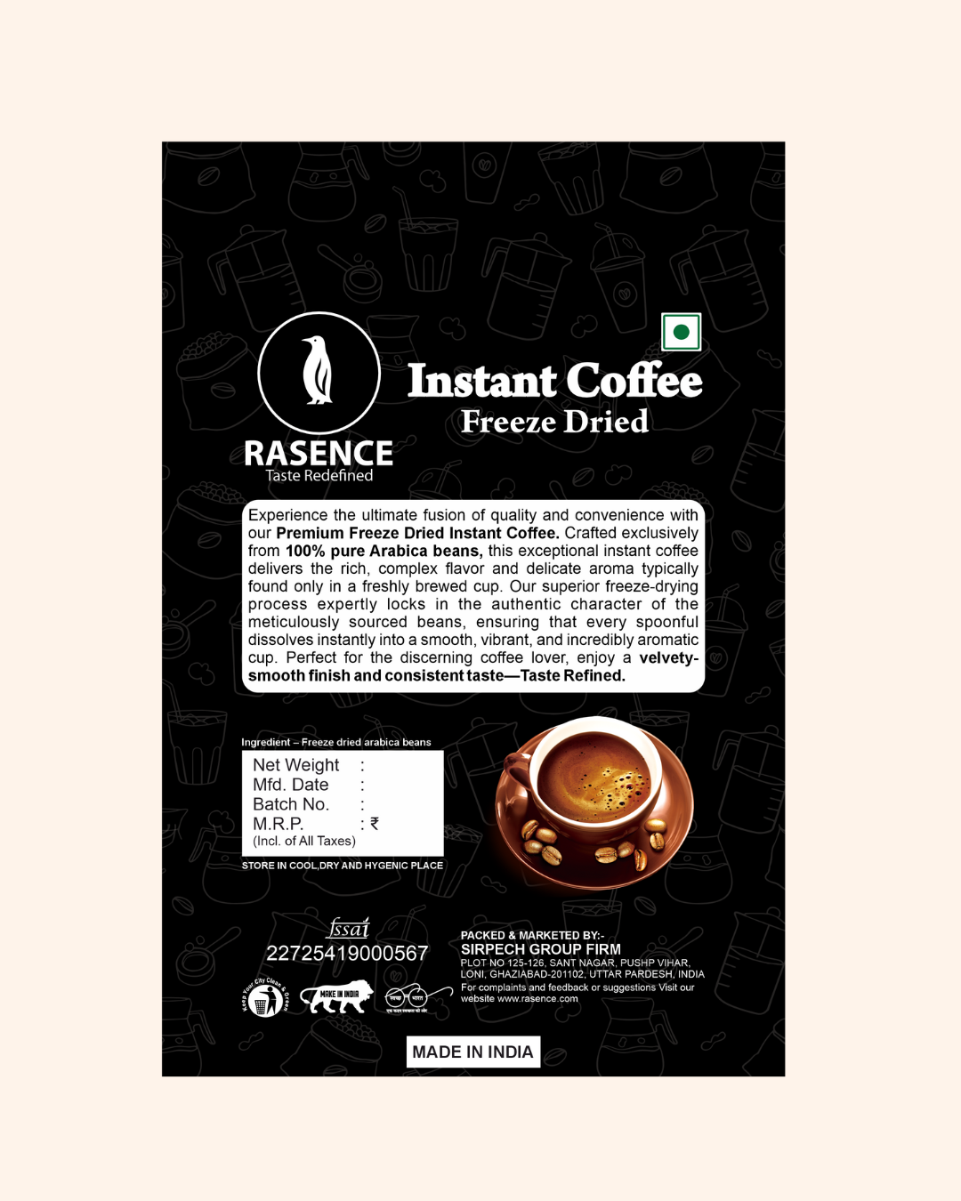 Rasence Premium Freezed Dried Arabica Coffee (50g)